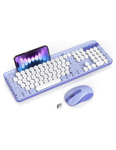 Combo Teclado y Ratón Inalámbricos SABLUTE Retro Púrpura