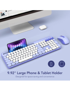 Combo Teclado y Ratón Inalámbricos SABLUTE Retro Púrpura 2