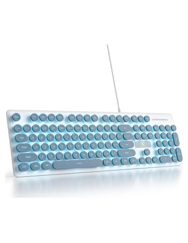 Teclado Retro Punk SbocKeeb V300 USB 104 Teclas Azul LED