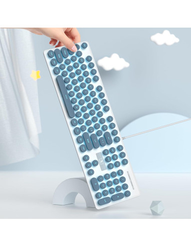 Teclado Retro Punk SbocKeeb V300 USB 104 Teclas Azul LED