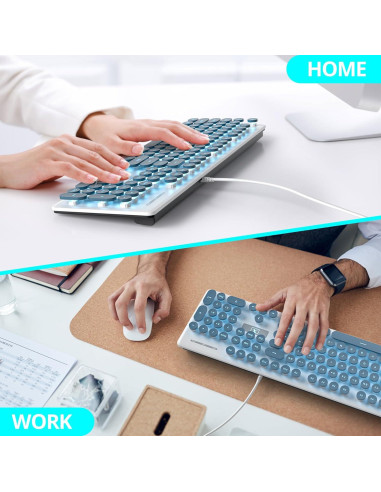 Teclado Retro Punk SbocKeeb V300 USB 104 Teclas Azul LED