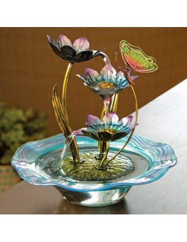 Fuente de Mariposa de Vidrio Iridiscente Bits y Piezas 30.48 cm