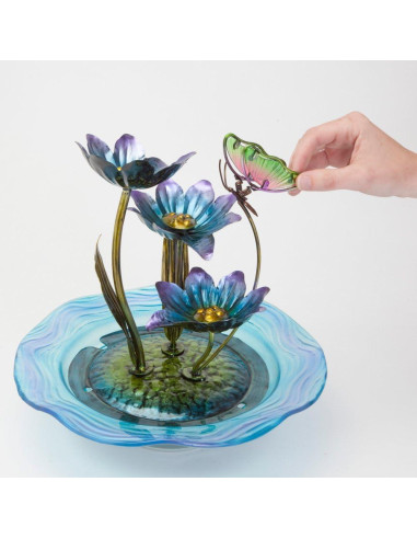 Fuente de Mariposa de Vidrio Iridiscente Bits y Piezas 30.48 cm