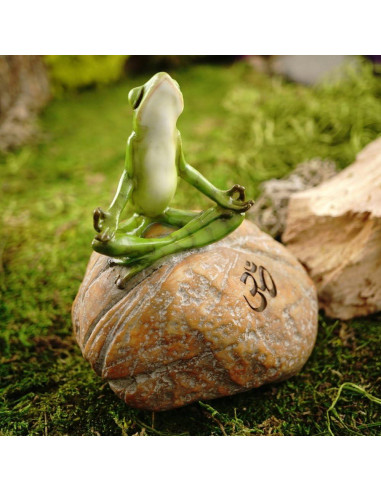 Estatua de Jardín de Hadas Colección Superior Rana Meditativa