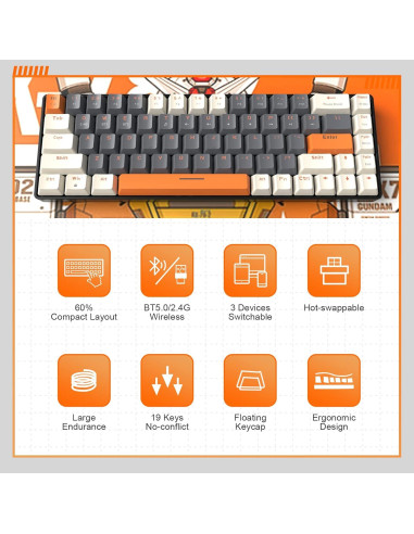 Teclado Mecánico Inalámbrico MAGIC-REFINER K68 68 Teclas