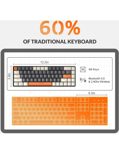 Teclado Mecánico Inalámbrico MAGIC-REFINER K68 68 Teclas