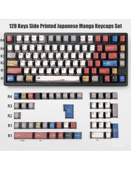 Conjunto de Teclas Mecánicas PBT SUEHIODHY Manga Japonesa 128 Teclas Conjunto de Teclas Mecánicas PBT SUEHIODHY Manga Japonesa 128 Teclas