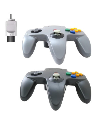 Controladores Con Cable USonline911 para Nintendo 64 - 2 Pack Negro y Gris