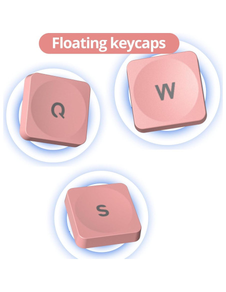 Teclado Owpkeenthy Rosa Iluminado Silencioso 104 Teclas