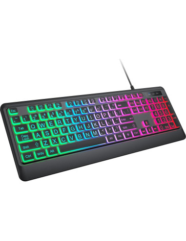 Teclado Retroiluminado KOPJIPPOM con Teclas Grandes y USB