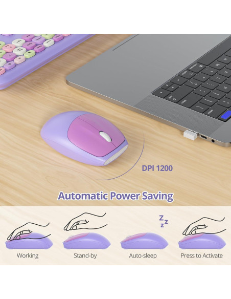 Juego de Teclado y Ratón Inalámbrico iRoboosta Púrpura Juego de Teclado y Ratón Inalámbrico iRoboosta Púrpura