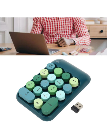 Teclado Numérico Inalámbrico Estink Verde Oscuro 18 Teclas