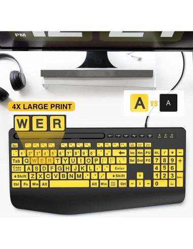 Teclado Ergonómico SABLUTE Amarillo con Reposamuñecas y Soporte