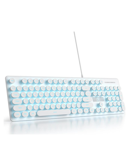 Teclado Retro de Máquina de Escribir 104 Teclas USB Blanco