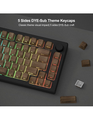 Juego de Teclas Dagaladoo Shine Through PBT 75% Nogal