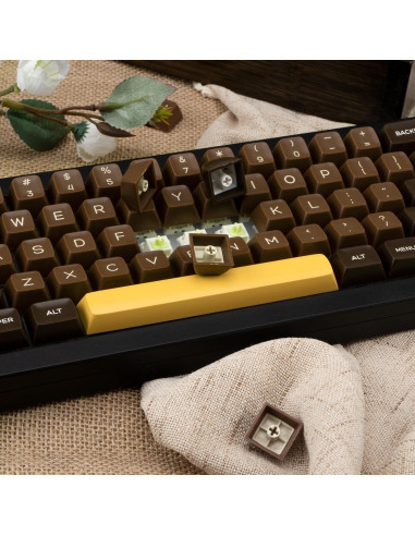 Juego de Teclas PBT Retro 140 Teclas Tema Chocolate GEKUCAP