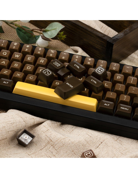 Juego de Teclas PBT Retro 140 Teclas Tema Chocolate GEKUCAP