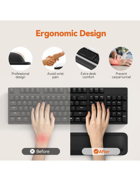 Reposamuñecas Ergonómico TECKNET Negro 43.2x8.4 cm