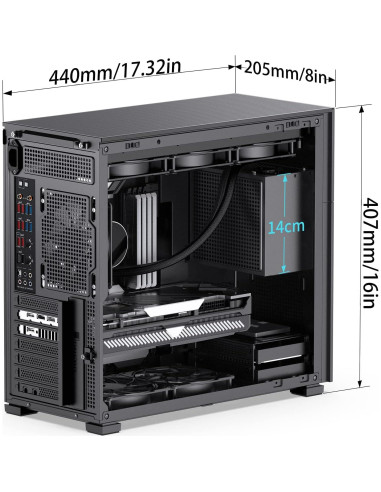 Caja de Computadora JONSBO D41 Malla SC Negra ATX con Pantalla