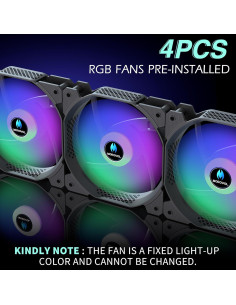 Caja de PC ATX MOROVOL R7 con 4 Ventiladores RGB Preinstalados 2