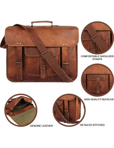 Bolsa de mensajero de cuero The Vintage Stuff 40.64 cm