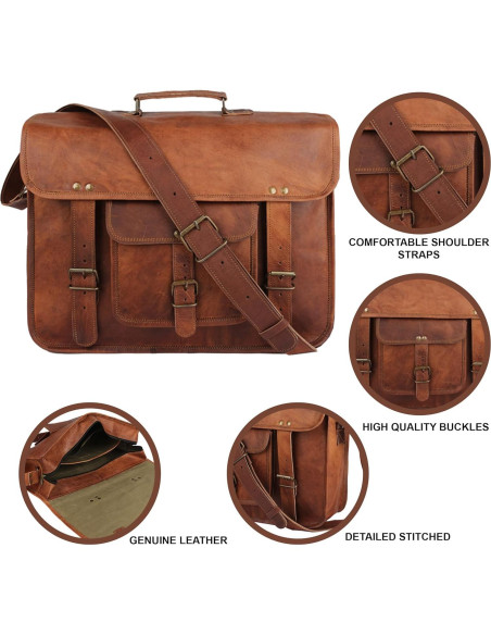 Bolsa de mensajero de cuero The Vintage Stuff 40.64 cm