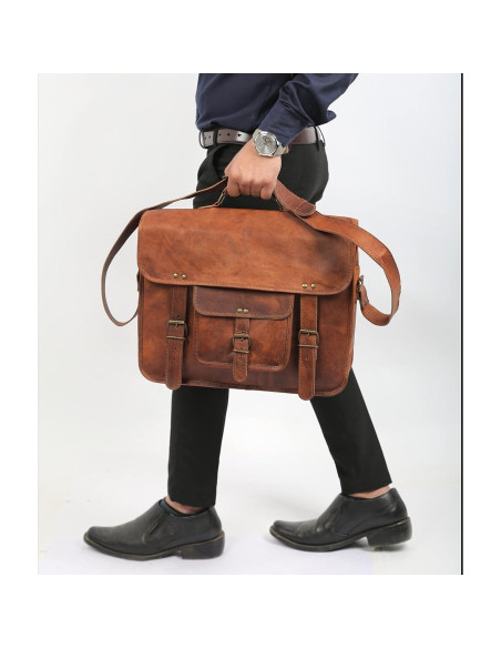 Bolsa de mensajero de cuero The Vintage Stuff 40.64 cm