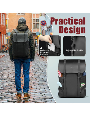 Mochila HK Impermeable para Laptop 15.6" - 18L - Negro