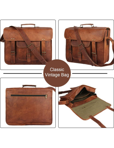 Bolsa de mensajero de cuero The Vintage Stuff 40.64 cm