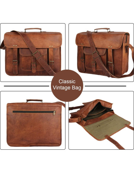 Bolsa de mensajero de cuero The Vintage Stuff 40.64 cm