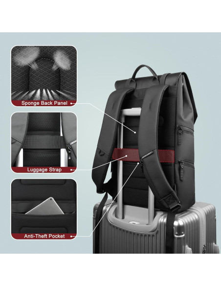 Mochila HK Impermeable para Laptop 15.6" - 18L - Negro