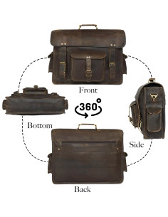 Bolsa Mensajera de Cuero Vintage 45.72 cm para Laptop Unisex 2