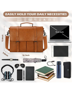 Maletín de Cuero Impermeable RAINSMORE para Laptop 15.6" 2