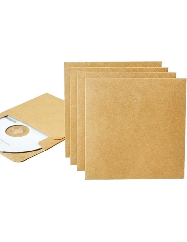 25 Sobres de Papel Kraft Marrón Retro para CD/DVD 13x13 cm