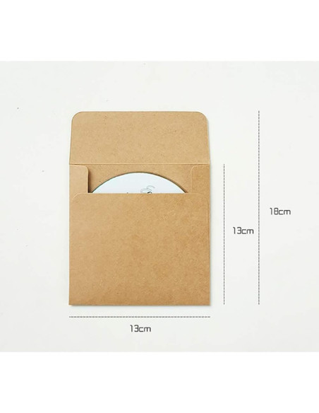 25 Sobres de Papel Kraft Marrón Retro para CD/DVD 13x13 cm