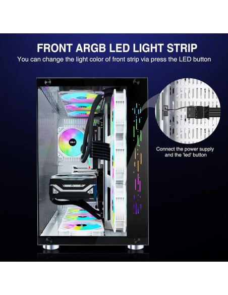 Caja de PC Gaming GIM ATX Blanca con Vidrio Templado y RGB