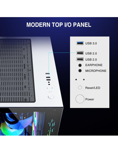 Caja de PC Gaming GIM ATX Blanca con Vidrio Templado y RGB