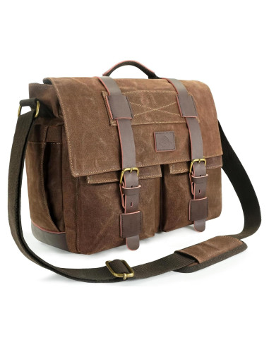 Bolsa Mensajera Densata para Laptop 15.6" Marrón Vintage