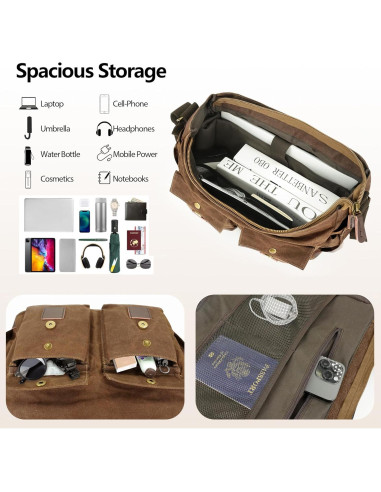 Bolsa Mensajera Densata para Laptop 15.6" Marrón Vintage