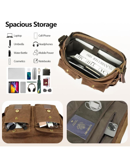 Bolsa Mensajera Densata para Laptop 15.6" Marrón Vintage