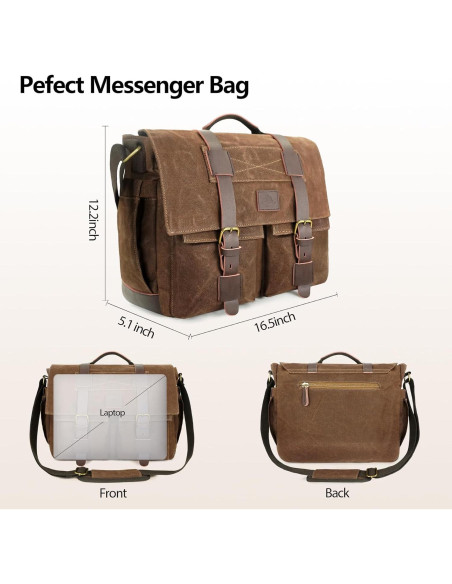 Bolsa Mensajera Densata para Laptop 15.6" Marrón Vintage