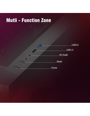 Caja de PC RUIX CV203 Mid-Tower ATX con 4 Ventiladores RGB