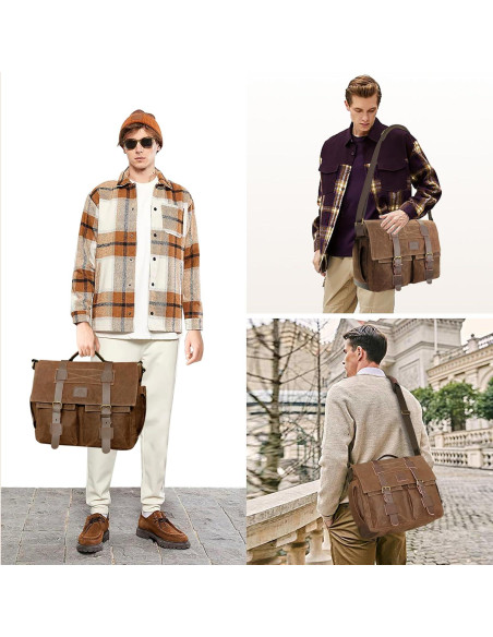 Bolsa Mensajera Densata para Laptop 15.6" Marrón Vintage