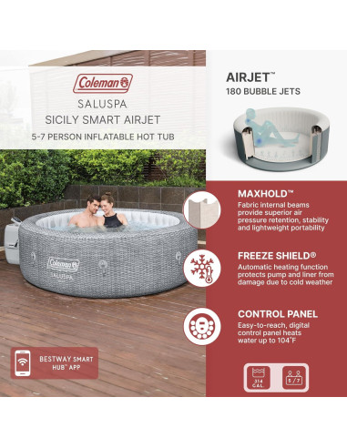Cascada LED SaluSpa + Jacuzzi Inflable Sicily 7 Personas