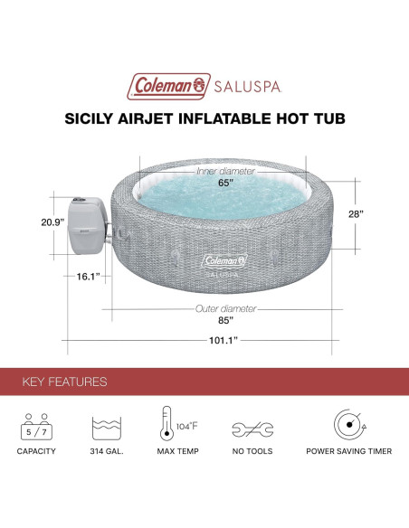 Cascada LED SaluSpa + Jacuzzi Inflable Sicily 7 Personas