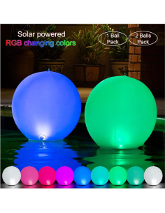 Luces Flotantes Solares HAPIKAY - Paquete de 2 Bolas 35.56 cm 2