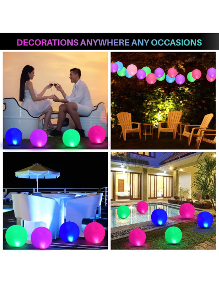 Luces Flotantes Solares HAPIKAY - Paquete de 2 Bolas 35.56 cm