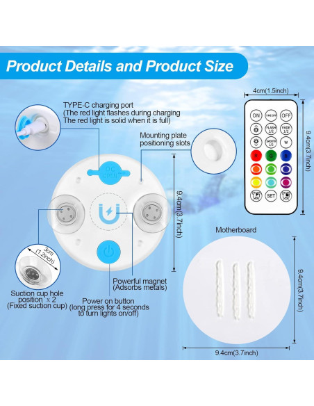 Luces LED Sumergibles TEPENAR 2023 con Control Remoto IP68