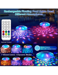 Luces de piscina flotantes TEPENAR recargables IP68 13cm 2