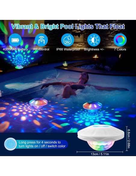 Luces de piscina flotantes TEPENAR recargables IP68 13cm